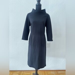 Boden ponte knit retro inspired sheath dress funnel neck mid mid silhouette
